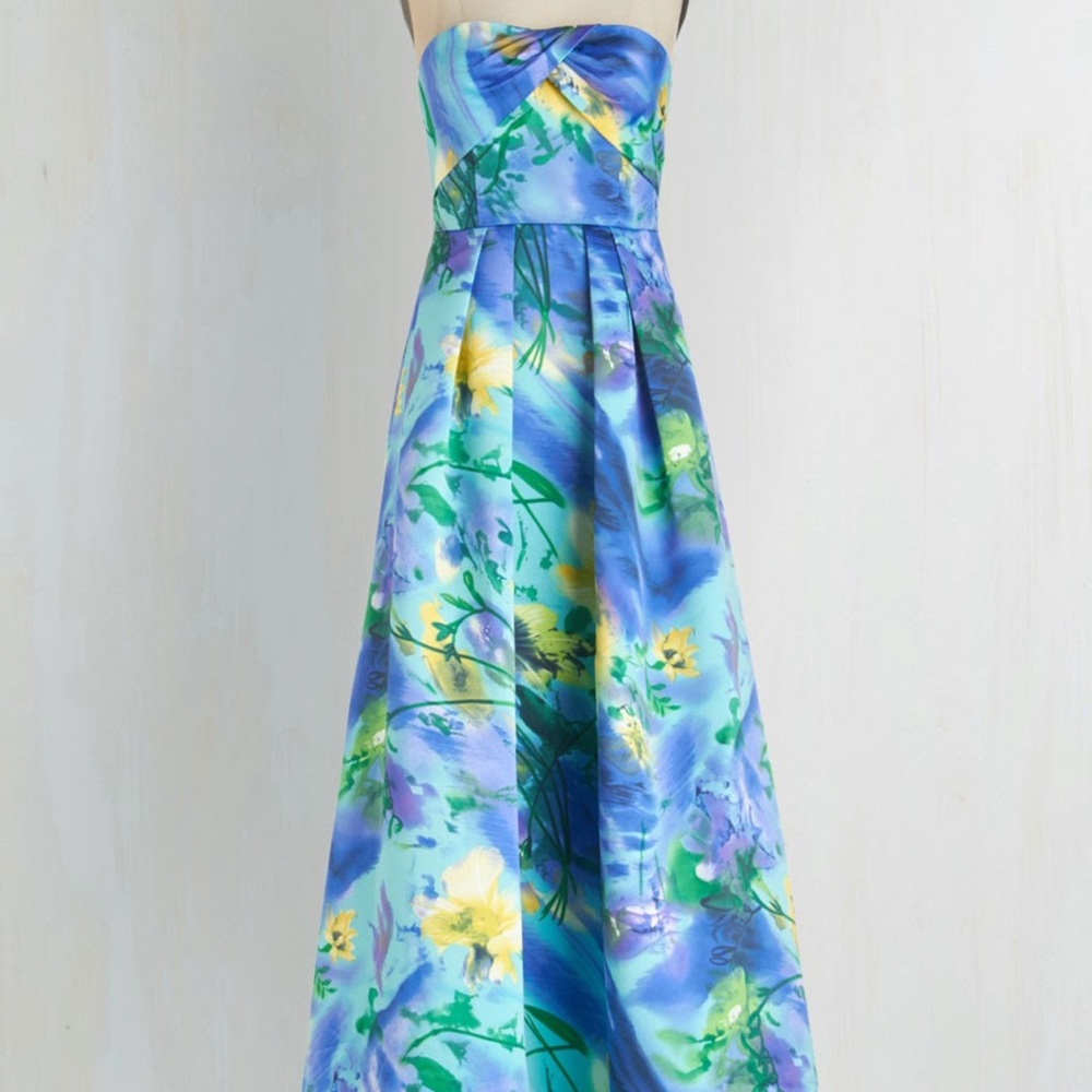 Vibrant Floral Strapless Maxi Dress 5/6 Adrianna Papell! Wedding! Prom! NWT!